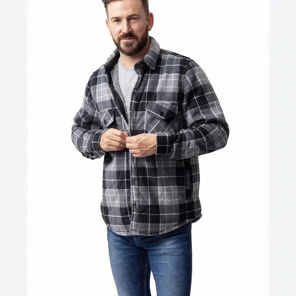 Chaps flannel button-down shirt size XXL gray and black casual pockets in front - Picture 1 of 8